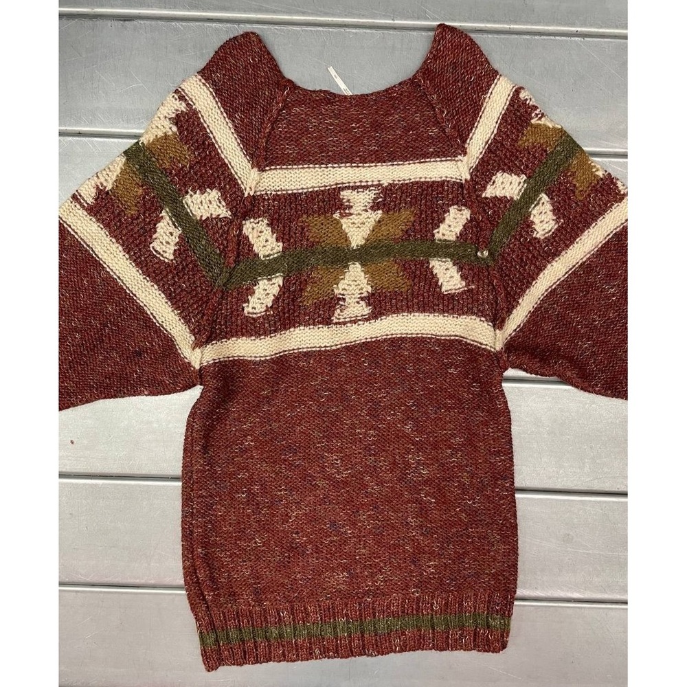 Free People Northern Lights‎ Sweater Dress Womens Small Red Cozy Western Boho - Picture 4 of 9